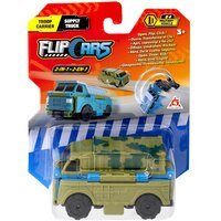 Машинка-трансформер Flip Cars 2 в 1 Военный грузовик и самосвал