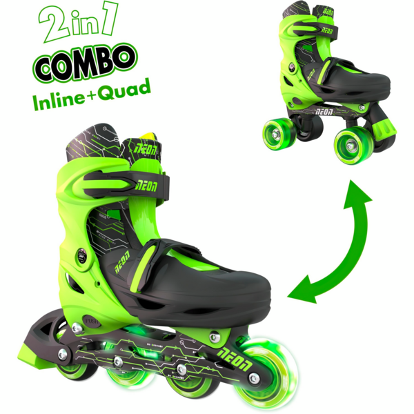 Ролики Neon COMBO SKATES Салатовый (Размер 30-33)