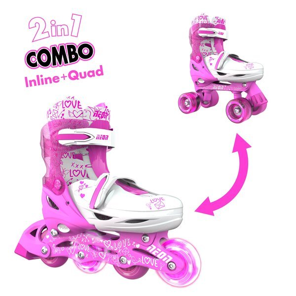 Роликовые коньки Neon Combo Skates Розовый (Размер 30-33)