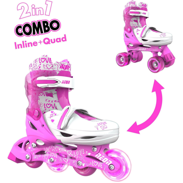 Акція на Роликовые коньки Neon Combo Skates Розовый (размер 34-37) від MOYO