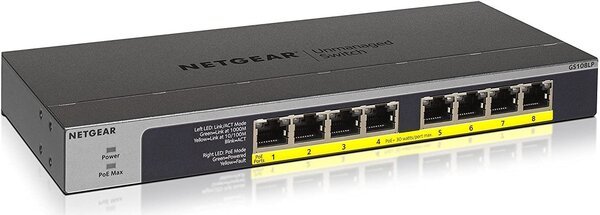 Коммутатор NETGEAR GS108LP 8xGE PoE+, неуправляемый