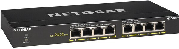 

Коммутатор NETGEAR GS308PP 8xGE PoE+, неуправляемый