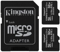 Карта памяти Kingston microSDXC 2x32GB Class 10 UHS-I R100MB/s + SD (SDCS2/32GB-2P1A)