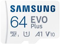 Карта памяти Samsung Evo Plus microSDXC 64GB Class 10 UHS-I U1 V10 A1 R130B/s + SD адаптер (MB-MC64KA/RU)