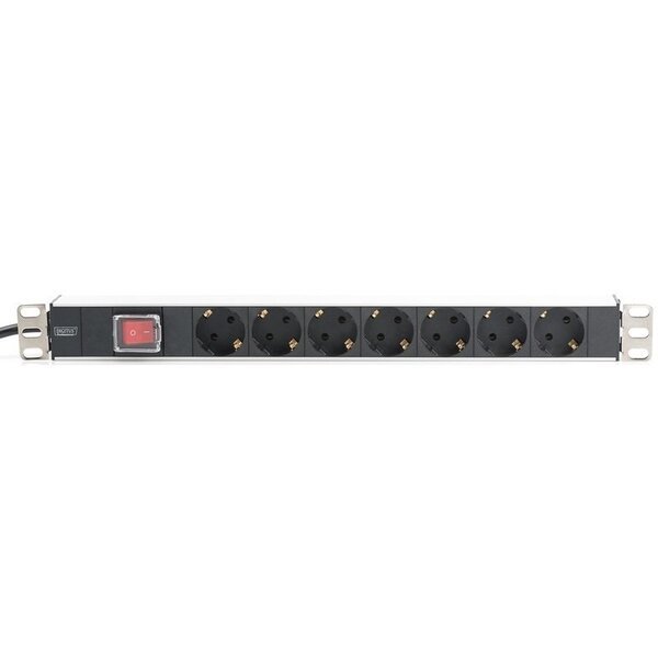 

Блок розеток DIGITUS 1U, 7xSchuko, 16A, 250V, выключ., вилка Schuko