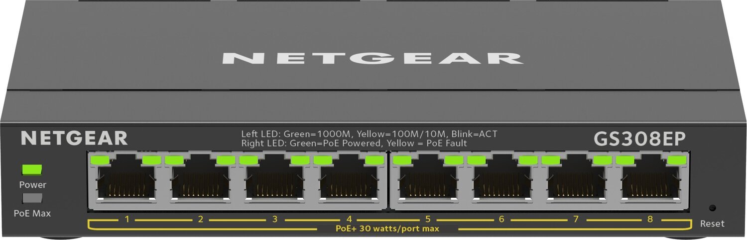 Коммутатор NETGEAR GS308EP 8xGE PoE+(62W), управляемый фото 