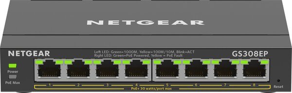 Коммутатор NETGEAR GS308EP 8xGE PoE+(62W), управляемый