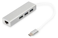 USB хаб DIGITUS DIGITUS USB-C - USB 3.0 3 Port Hub + Gigabit Ethernet (DA-70255)
