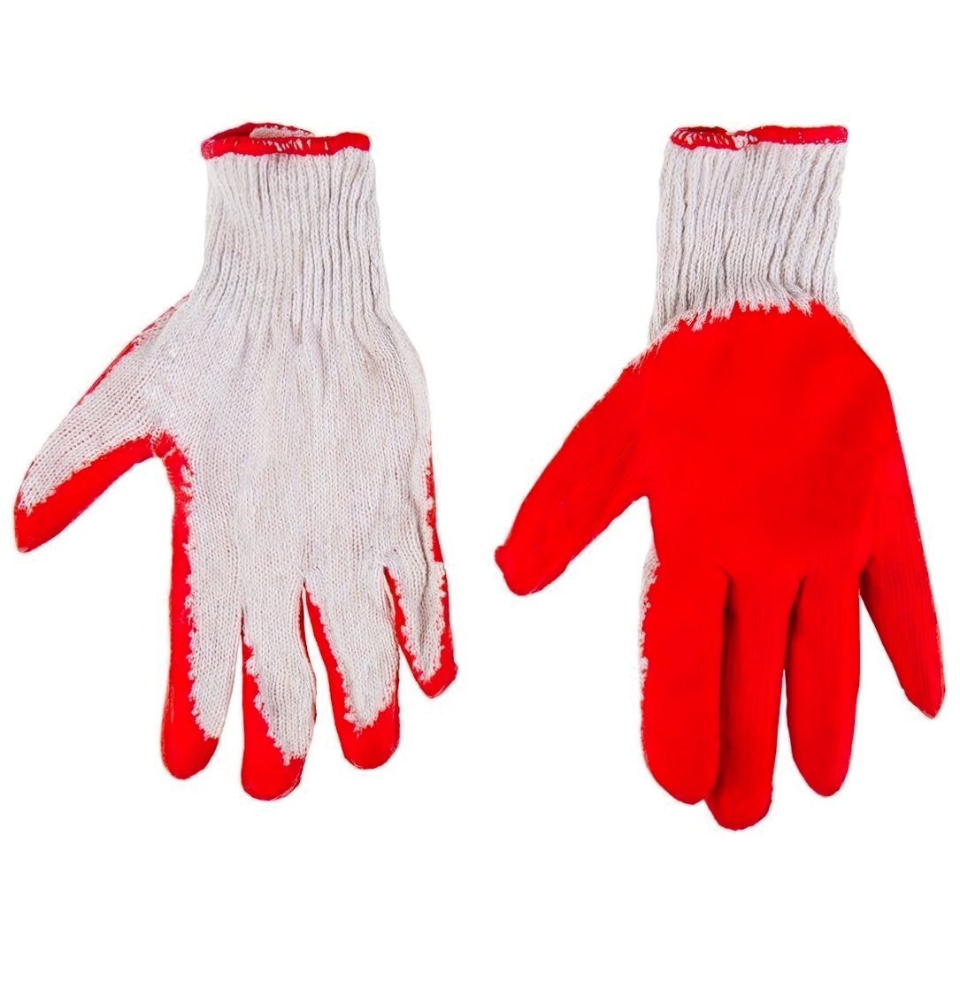 Перчатки рабочие Top Tools, х/б, резиновое покрытие, красные, р. 9 фото 
