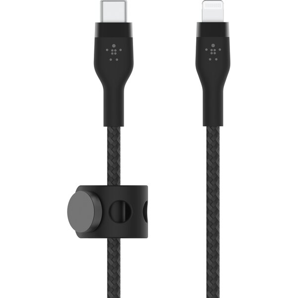 Кабель Belkin Type-C - Lightning 1м плетеный силиконовый (CAA011BT1MBK)