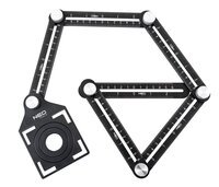 Лінійка Neo Tools кутова, алюміній, 6 плечей шкалою 0-6 см, отвори у шаблоні 2.5/4/4.5 см