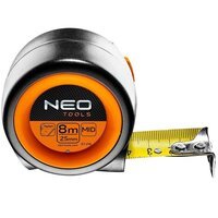 Рулетка NEO, компактна, сталева стрічка, 8 м x 25 мм, з фіксатором selflock, магніт