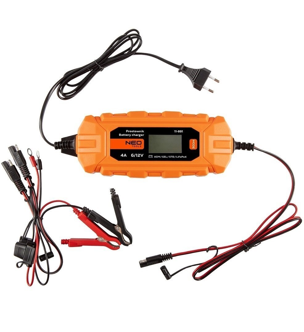 Зарядное устройство автоматическое Neo Tools, 4A/70Вт, 3-120Ah, для кислотных/AGM/GEL аккумуляторов фото 