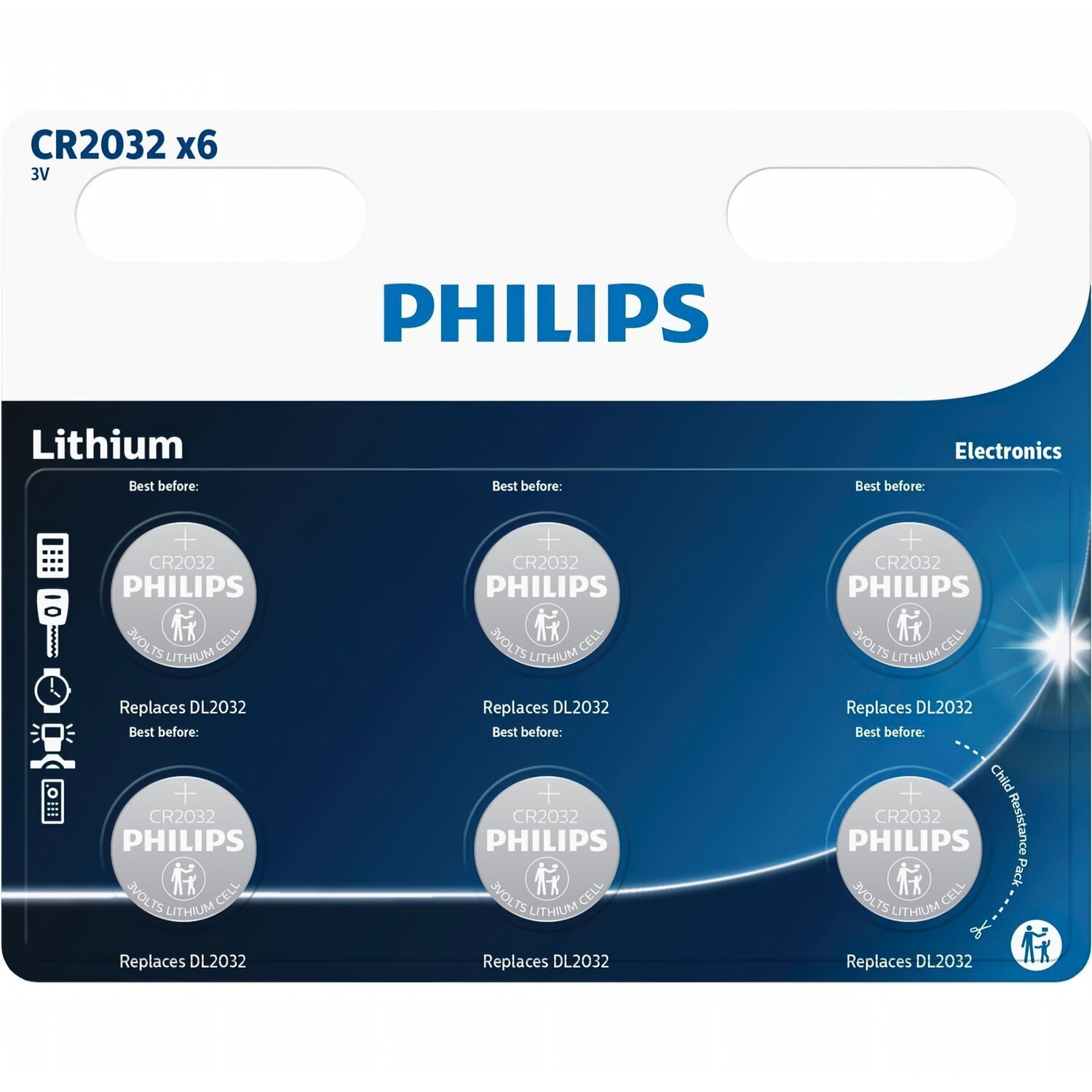 Батарейка Philips CR 2032 BLI 6 (CR2032P6/01B) фото 