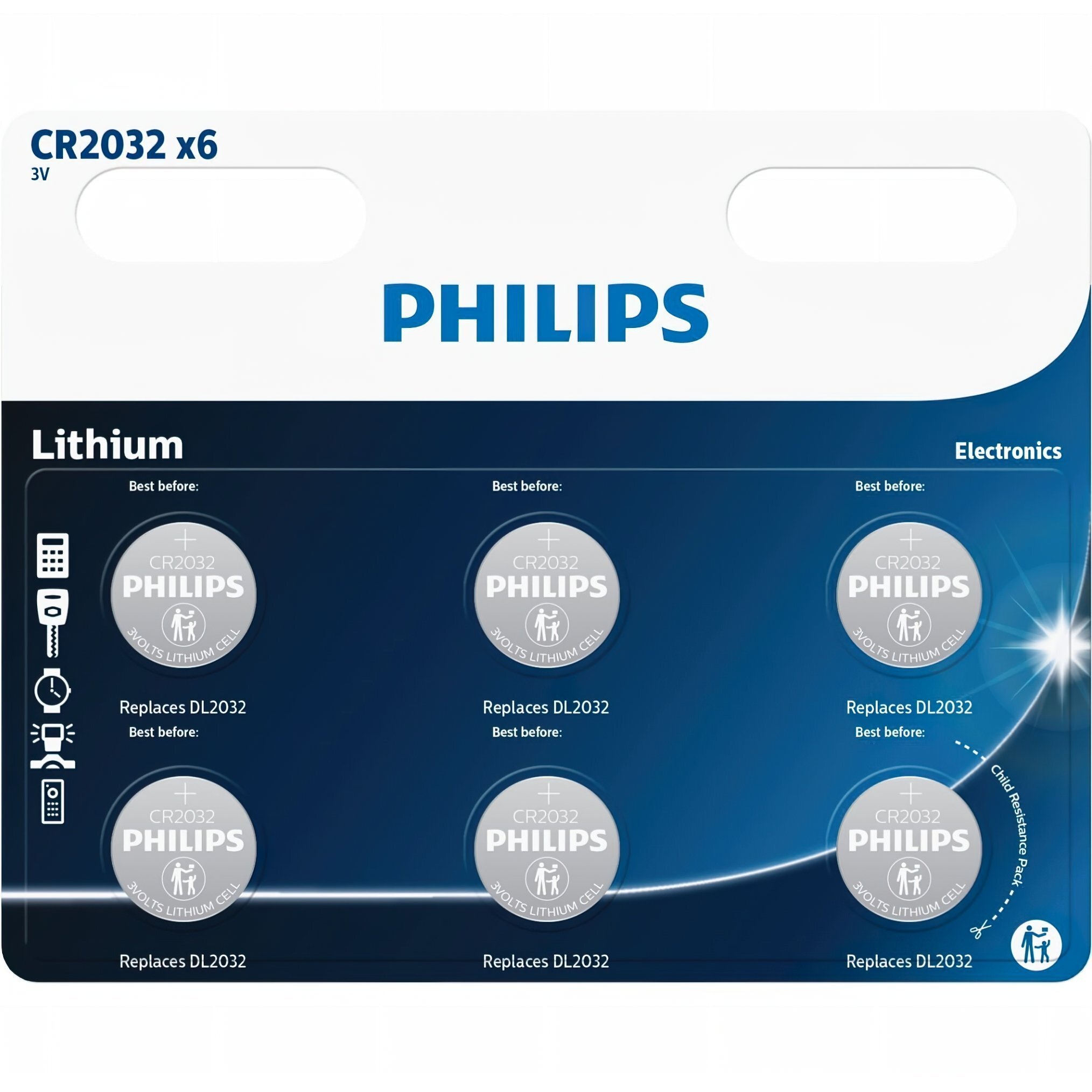 Батарейка Philips CR 2032 BLI 6 (CR2032P6/01B) фото 1