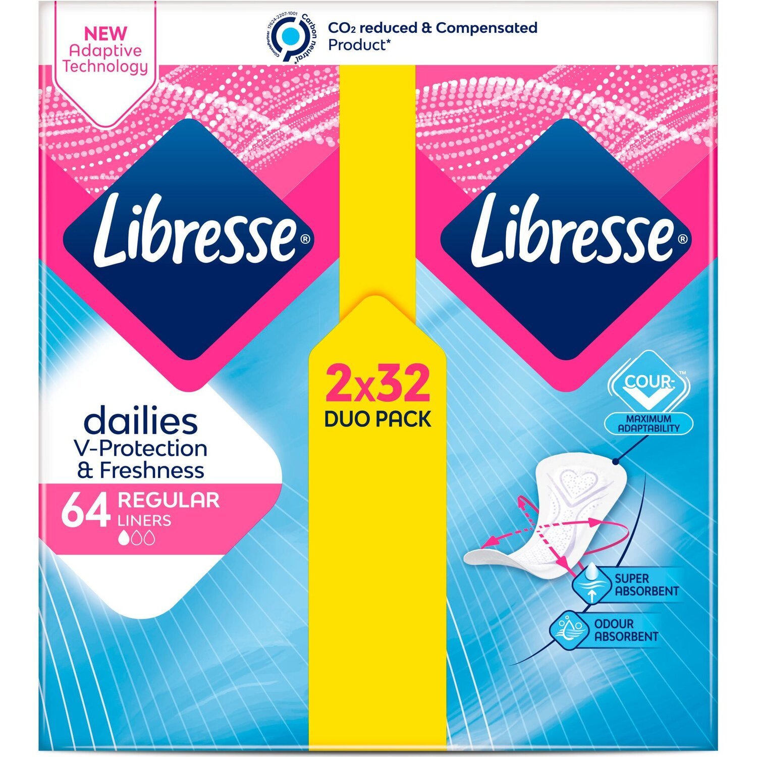 Прокладки гігієнічні Libresse Daily Fresh Plus Normal 64 шт.фото