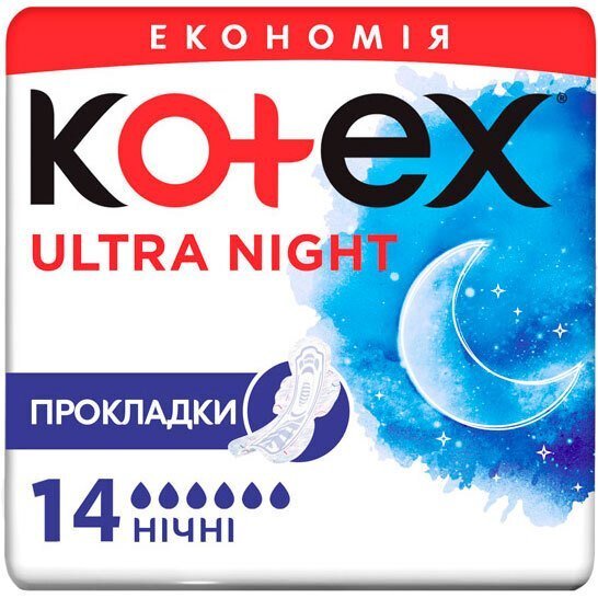 Прокладки гігієнічні Kotex Ultra Night Duo 14 шт.фото1