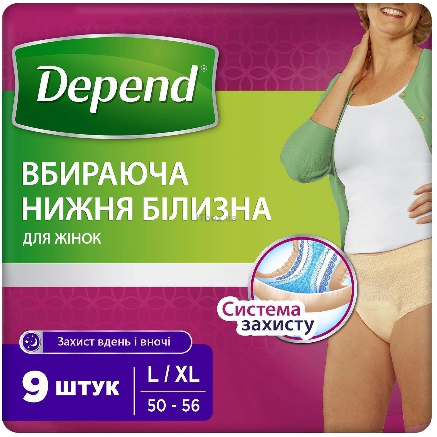 Поглинальна спідня білизна Depend для жінок L/XL 9штфото