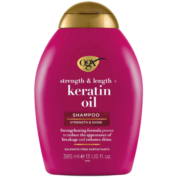 Photos - Hair Product OGX Шампунь проти ламкості  з кератиновою олією 385мл 