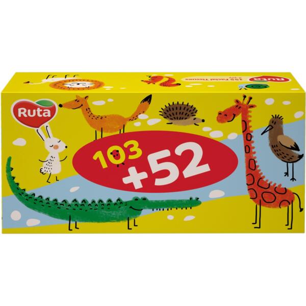 

Салфетки косметические Ruta Kids 2 слоя 155шт