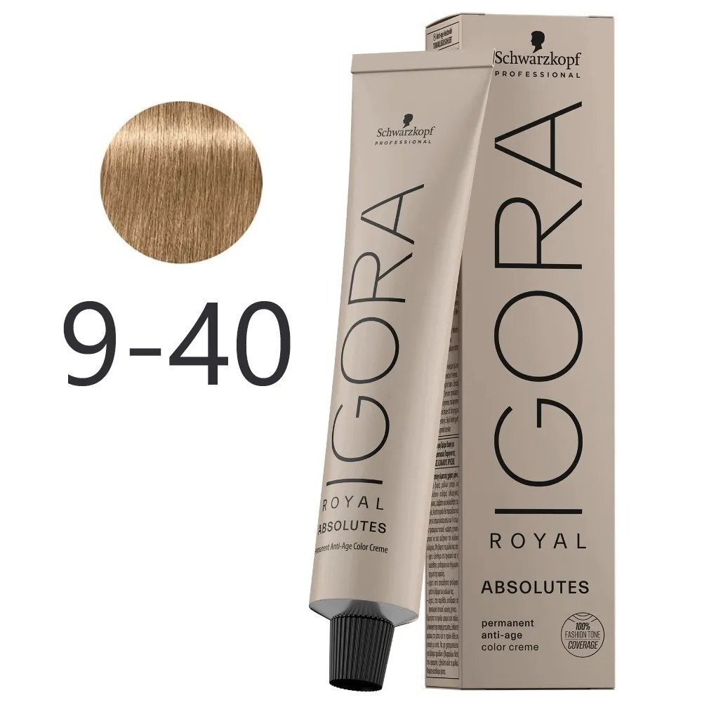 Экстра светлый блондин бежевый натуральный Краска для седых волос IGORA ROYAL Absolutes 60 мл 9-40 фото 1