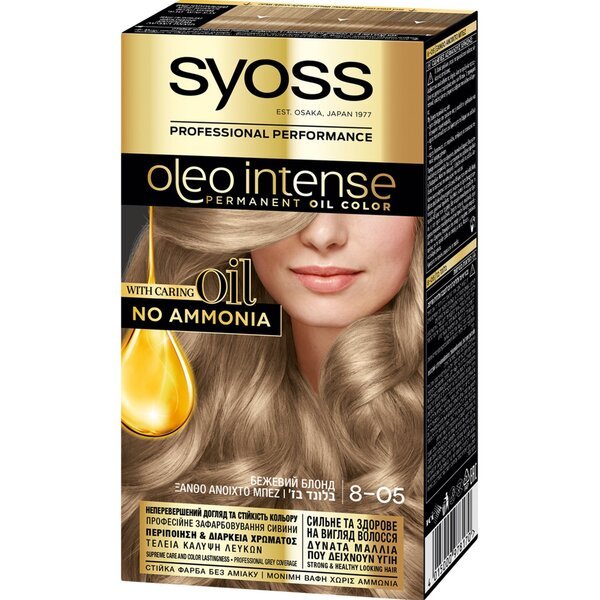 

Устойчивая крем-краска SYOSS Oleo Intense 8-05 Бежевый блонд 115мл