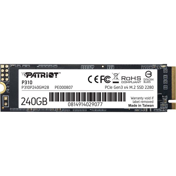 

SSD накопитель PATRIOT PCIe 3.0 M.2 240GB P310 (P310P240GM28)