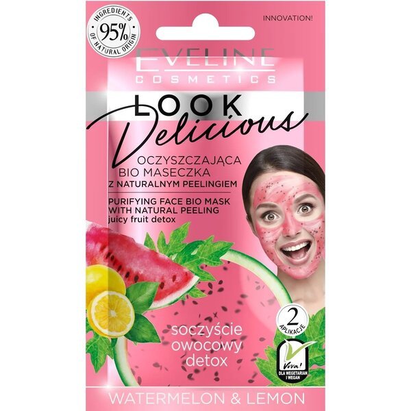 

Eveline Cosmetics Очищающая bio маска для лица с натуральным скрабом watermelon & lemon серии look delicious, 10мл