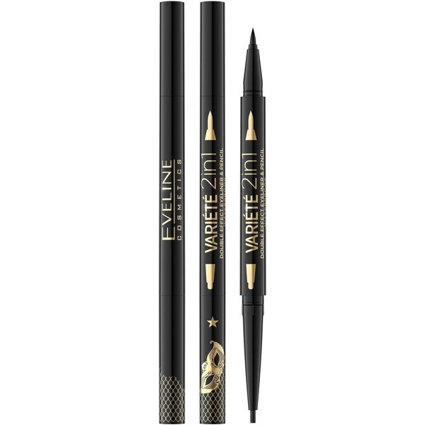 

Eveline Cosmetics Двухсторонний водостойкий карандаш-подвод для глаз 2в1 - ultra black серии variete 2in1