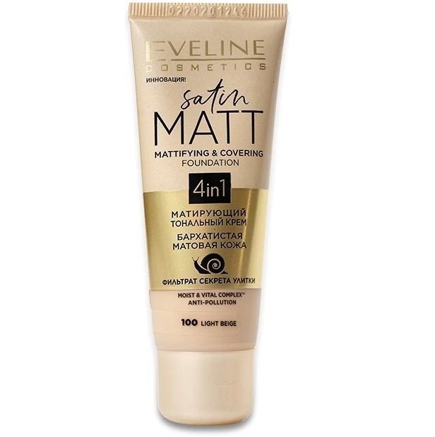 Eveline Cosmetics Satin matt тонирующий тональный крем №100 - light beige 30 мл фото 1