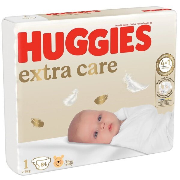 Акція на Подгузники Huggies Extra Care 1 2-5 кг 84шт від MOYO