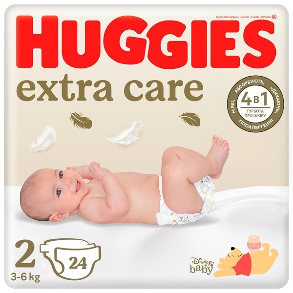 Акція на Подгузники Huggies Extra Care 2 3-6кг 24шт від MOYO