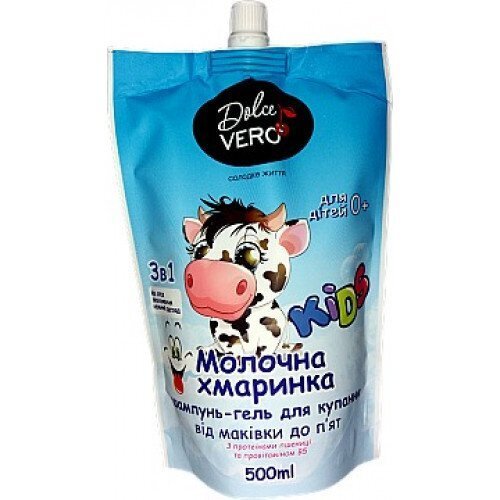 Шампунь-гель детский 3в1 Dolce Vero Kids Молочное облако дойпак 500мл фото 