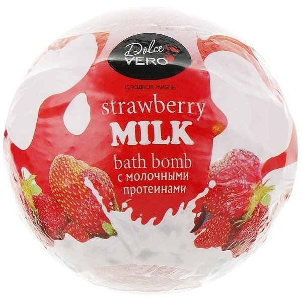 

Dolce Vero бомба для ванн с протеинами молока "STRAWBERRY" 75г., цвет красный