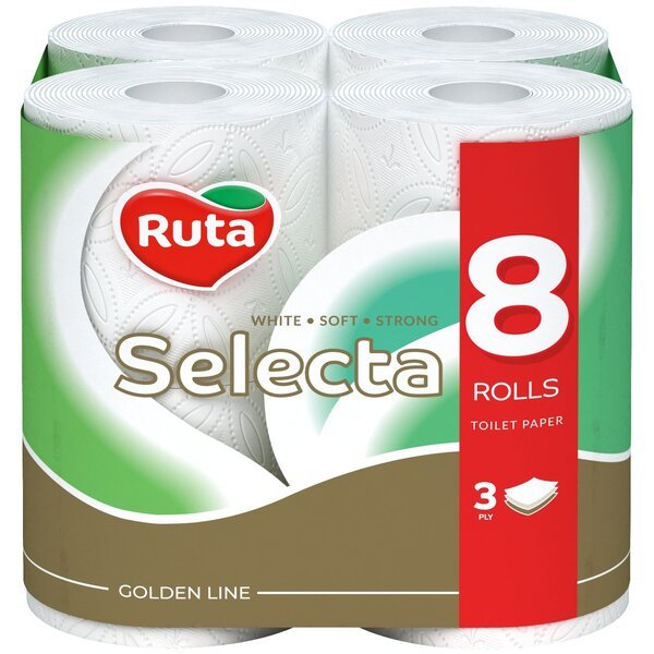Акція на Бумага туалетная Ruta Selecta 3 слоя 8шт від MOYO