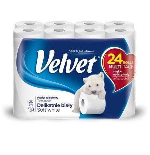 Туалетная бумага Velvet Деликатная Белая 3 слоя 24 рулона фото 