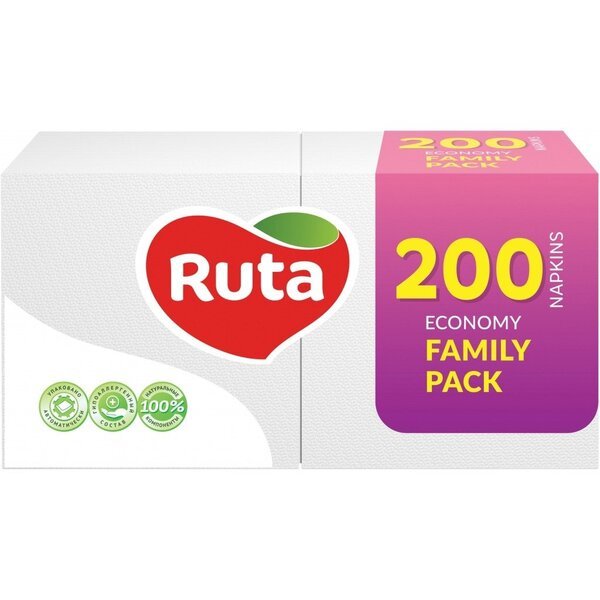 

Салфетки столовые Ruta 24*24см белые 200шт