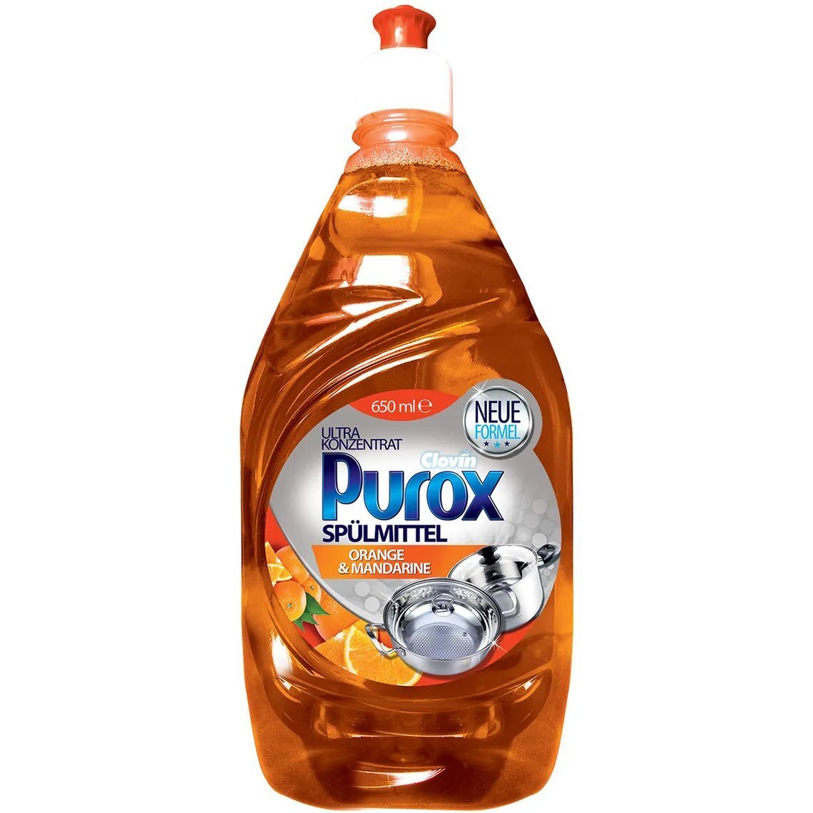 Средство для мытья посуды Purox Оrange&Mandarine 650мл фото 1