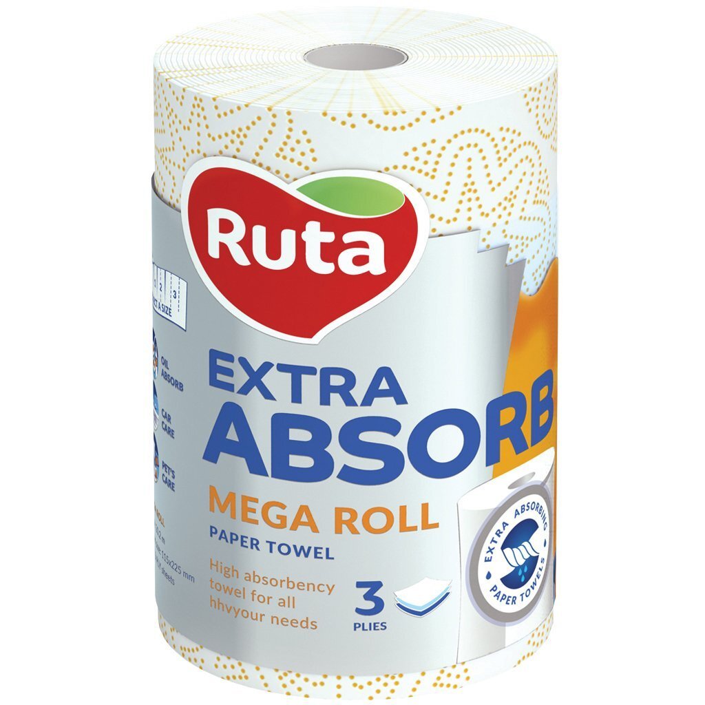 Рушник паперовий Ruta Selecta Mega roll 3 шари 1штфото