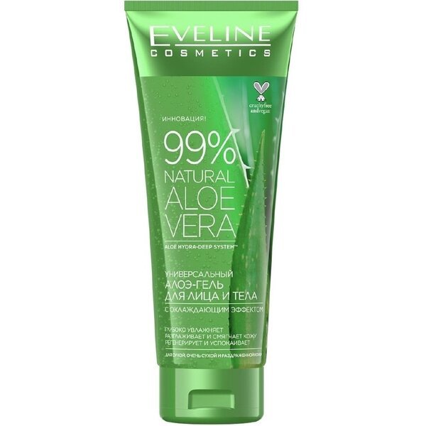 

Eveline Cosmetics 99% natural: универсальный алоэ-гель для лица и тела с охлаждающим эффектом 250 мл.