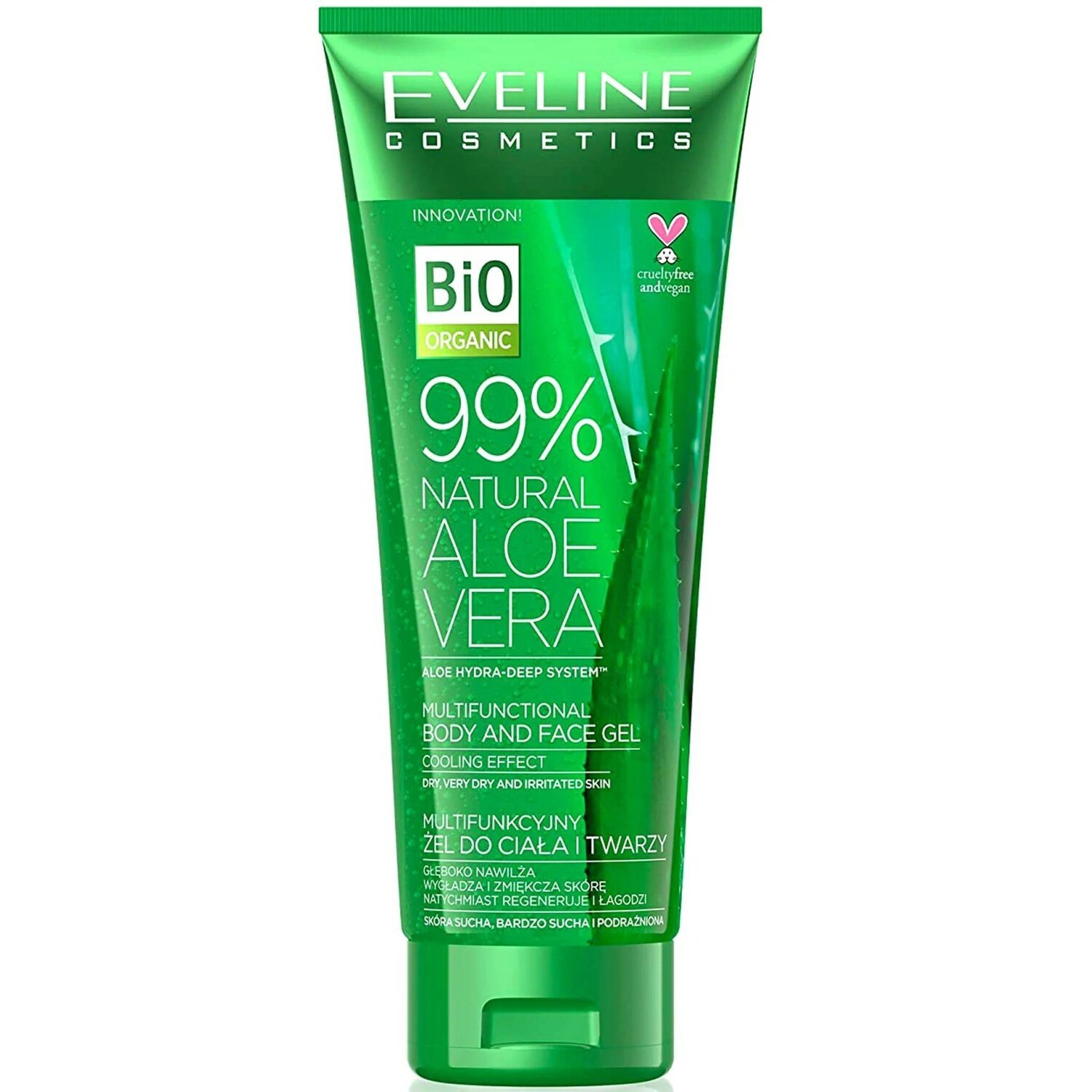 Eveline Cosmetics 99% natural: універсальний алое-гель для обличчя та тіла з ефектом охолодження, 100 млфото