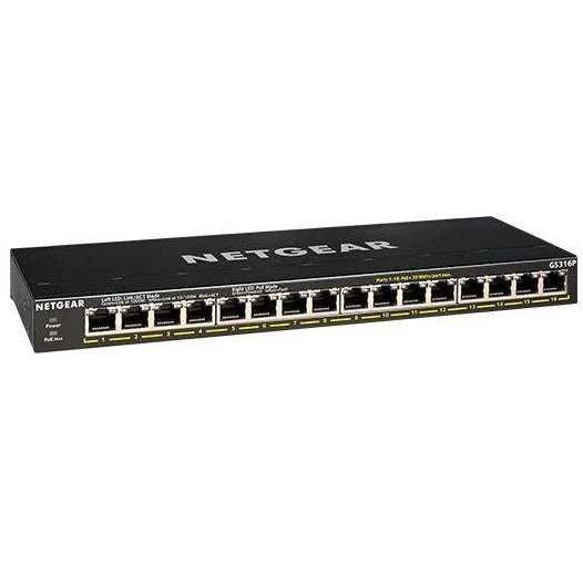 Коммутатор NETGEAR GS316P 16xGE PoE+ (115Вт), FlexPoE, неуправляемый