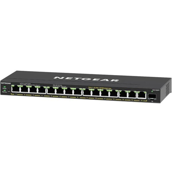 Коммутатор NETGEAR GS316EPP 15x1GE PoE+(231Вт), 1xSFP, управляемый