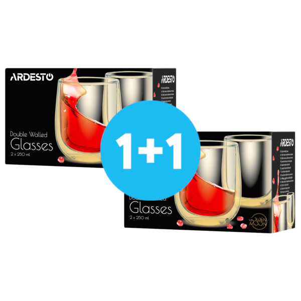 

Набор чашек Ardesto Golden Moon с двойными стенками, 250 мл, 2 шт (AR2625GG)