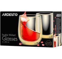 Набор чашек Ardesto Golden Moon с двойными стенками, 250 мл, 2 шт (AR2625GG)