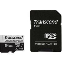 Карта пам`яті Transcend microSDXC 64GB C10 UHS-I U3 A2 R160/W80MB/s + SD (TS64GUSD340S)