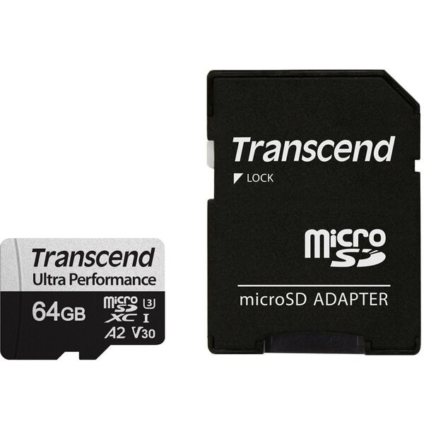 Акція на Карта памяти Transcend microSDXC 64GB C10 UHS-I U3 A2 R160/W80MB/s + SD (TS64GUSD340S) від MOYO