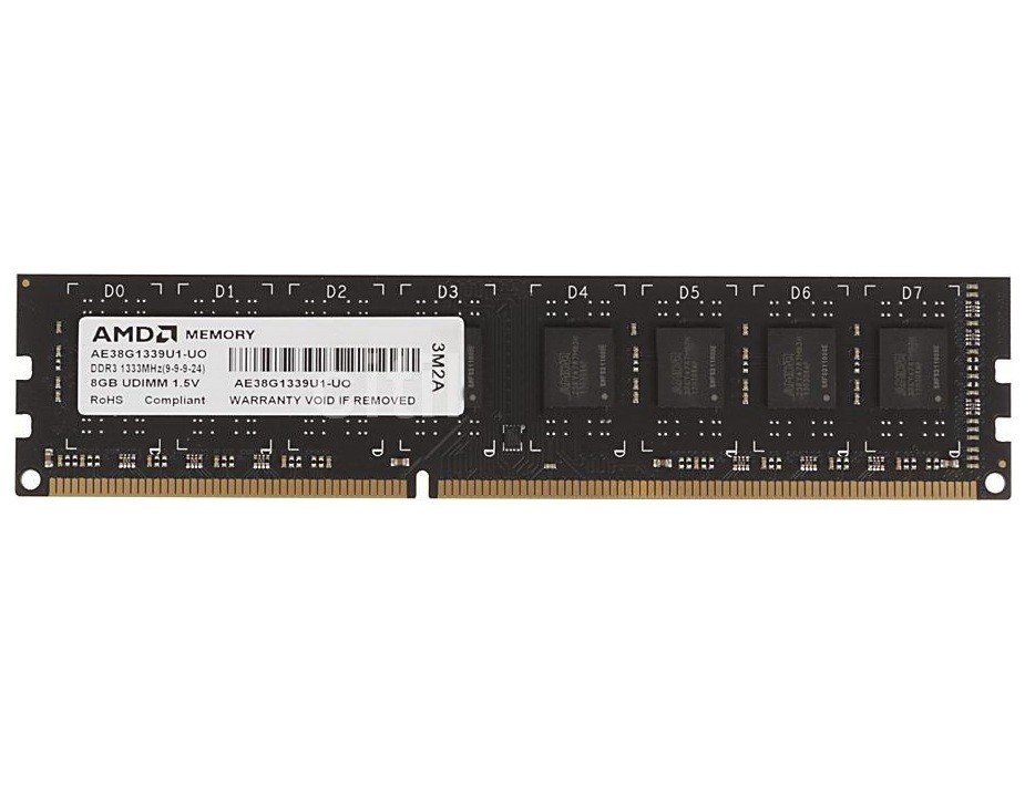 Пам'ять для ПК AMD DDR3 1333 8GB BULK (AE38G1339U1-U0) фото1