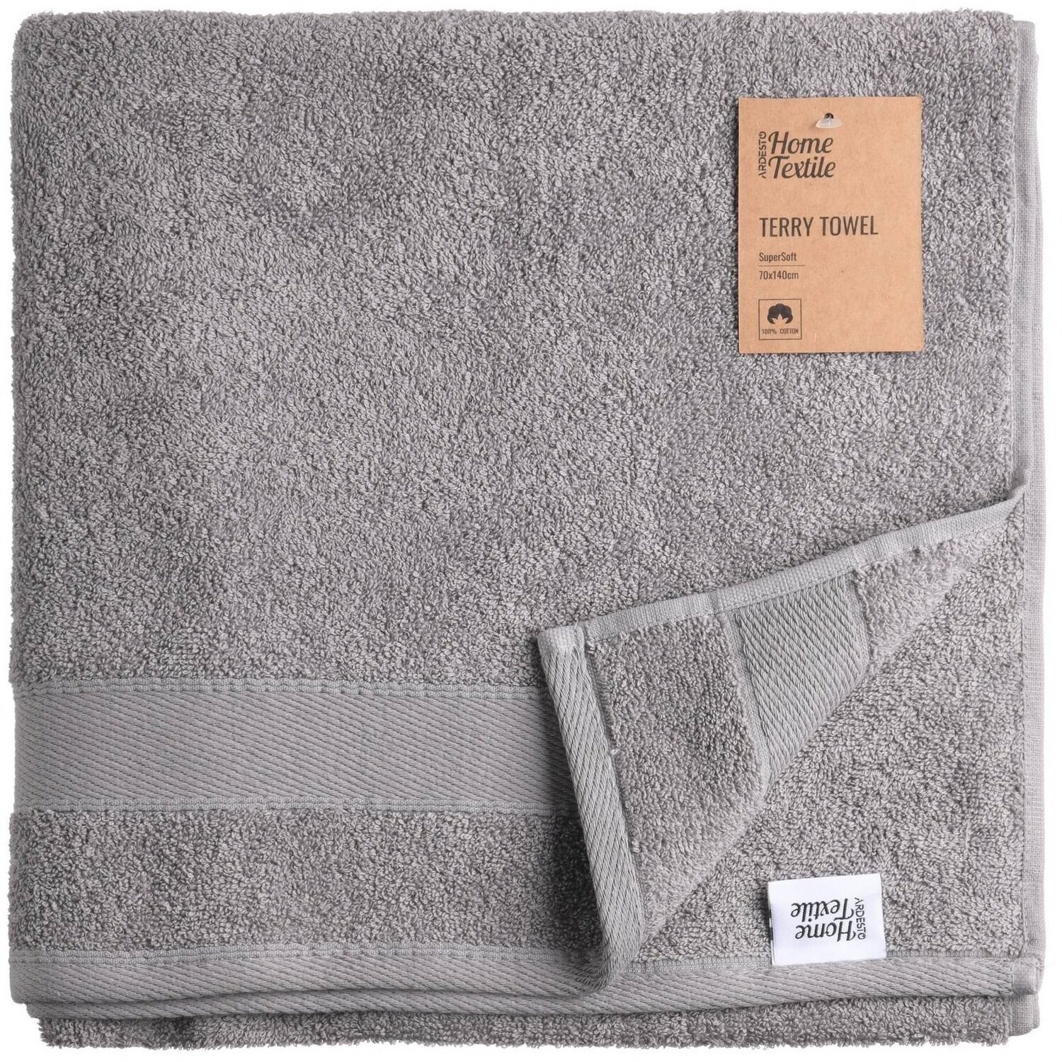 Полотенце махровое Ardesto SuperSoft, серый, 70х140см (ART2270SL) фото 