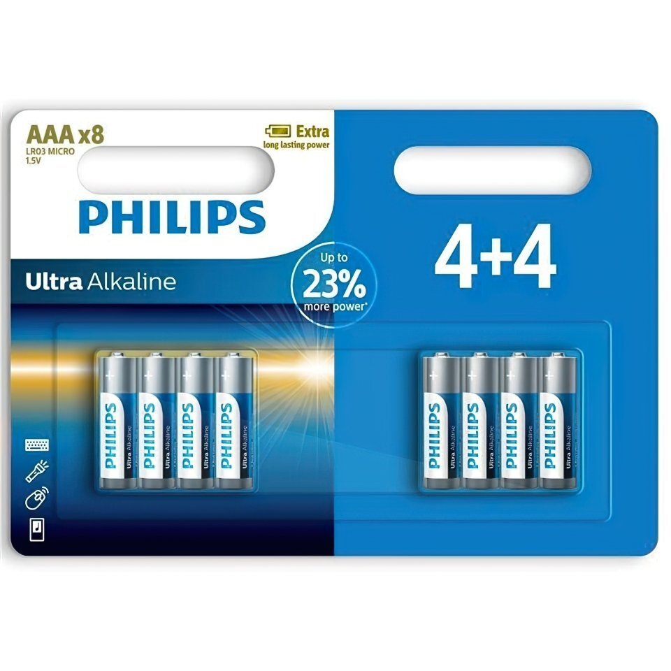 Батарейка Philips Ultra Alkaline щелочная AAA блистер, 8 шт фото 